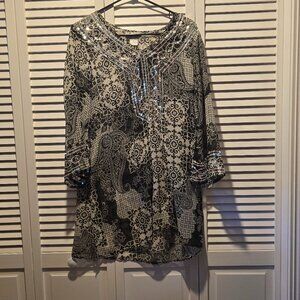 Signature JMB Sheer Embellished Tunic Top